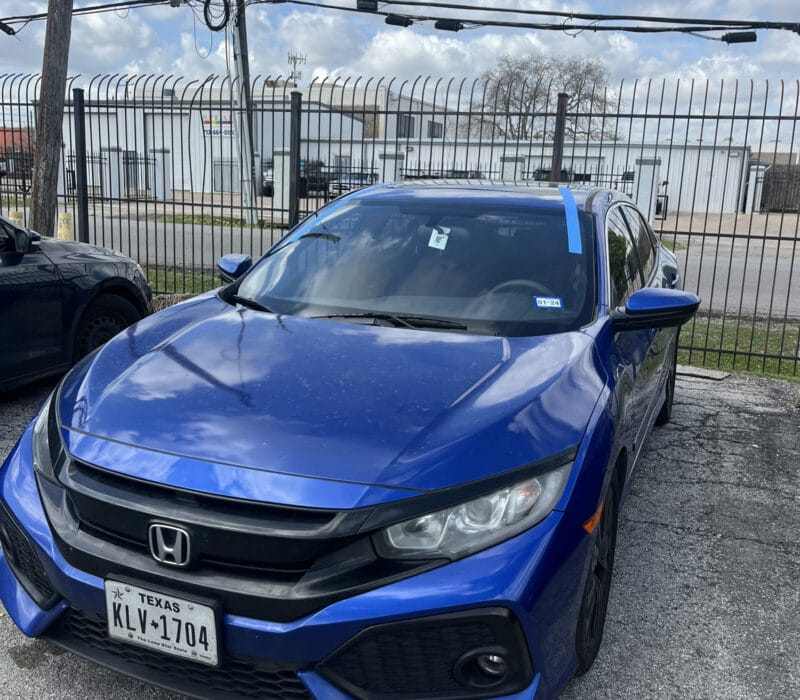 Blue Honda Civic with a fresh finish after mobile detailing